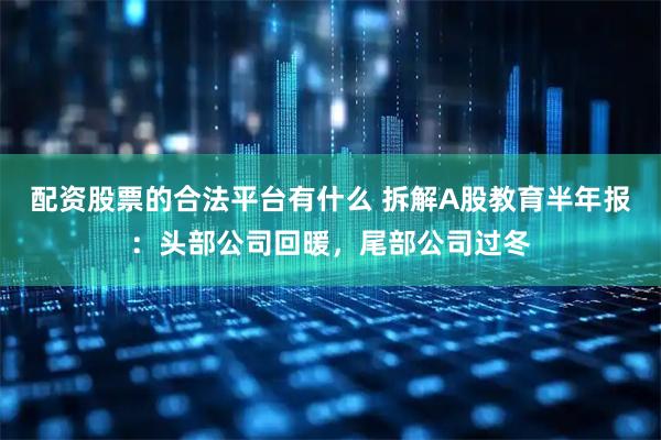 配资股票的合法平台有什么 拆解A股教育半年报：头部公司回暖，尾部公司过冬