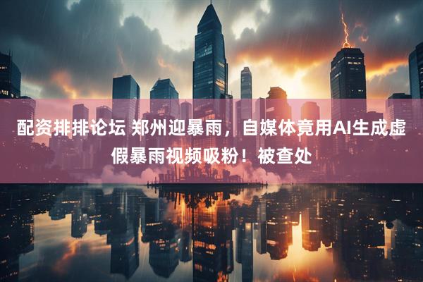 配资排排论坛 郑州迎暴雨，自媒体竟用AI生成虚假暴雨视频吸粉！被查处